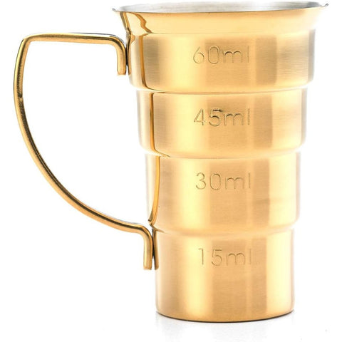 Mercer Culinary M37108GD Barfly Stepped Jigger with Handle, Gold Plated, 2 oz.