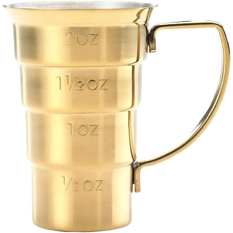 Mercer Culinary M37108GD Barfly Stepped Jigger with Handle, Gold Plated, 2 oz.