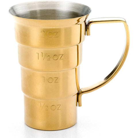 Mercer Culinary M37108GD Barfly Stepped Jigger with Handle, Gold Plated, 2 oz.