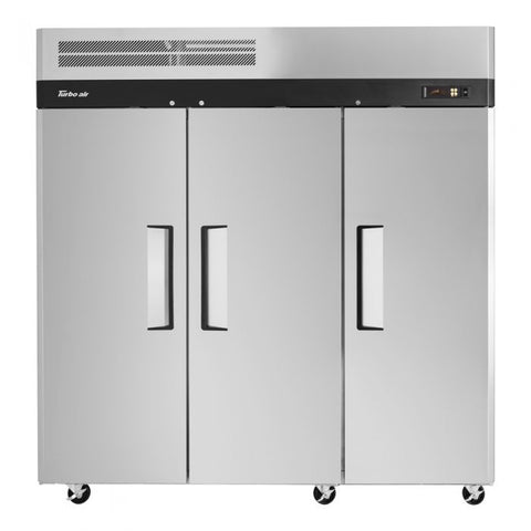 Turbo Air M3R72-3-N Three-Section Solid Door Reach-In Refrigerator, 65.8 cu. ft., 115v