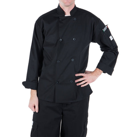 Mercer Culinary M60010BK2X Millennia Unisex Black Long Sleeve Cook Jacket, 2XL