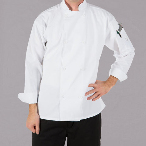 Mercer Culinary M60010WHL Millennia Unisex White Long Sleeve Cook Jacket, Large