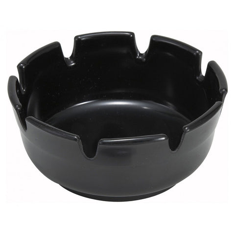 Winco MAS-4K 4" Black Round Melamine Ashtray