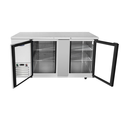 Atosa MBB69GGR 69-Inch Two-Section Back Bar Cooler with Glass Doors
