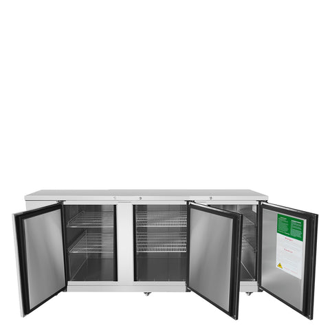 Atosa MBB90GR 90-Inch Three-Section Back Bar Cooler with Solid Doors, 30.1 cu. ft.