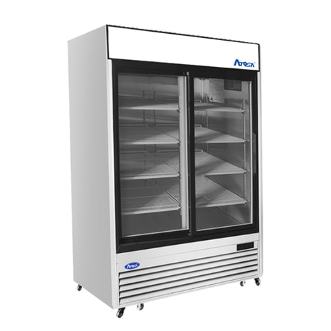 Atosa MCF8709GR Two-Section Sliding Glass Door Merchandiser Cooler, 44.9 cu. ft.