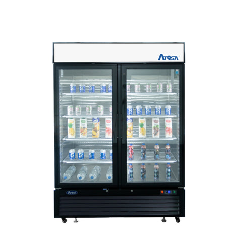 Atosa MCF8721ES 54" Two-Door Black Glass Door Merchandiser Freezer, 43.8 cu. ft.
