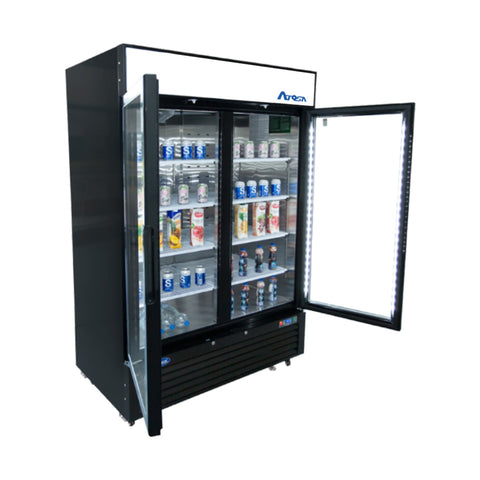 Atosa MCF8721ES 54" Two-Door Black Glass Door Merchandiser Freezer, 43.8 cu. ft.