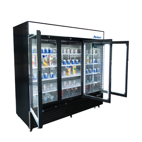 Atosa MCF8724GR Three-Section Glass Door Merchandiser Refrigerator