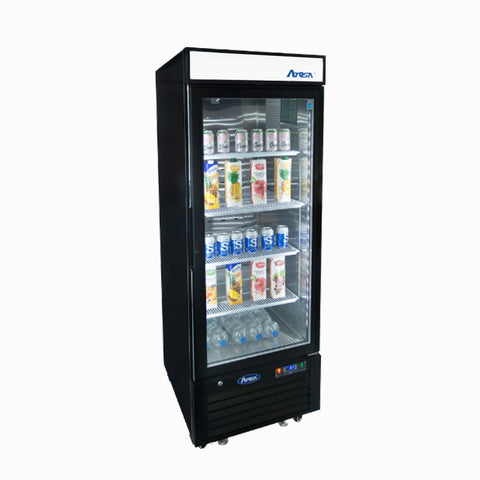 Atosa MCF8726GR Black Cabinet One-Door Glass Merchandiser Cooler, 8.3 cu. ft.