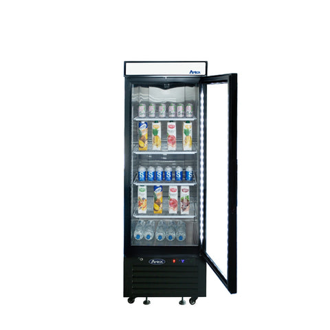 Atosa MCF8726GR Black Cabinet One-Door Glass Merchandiser Cooler, 8.3 cu. ft.