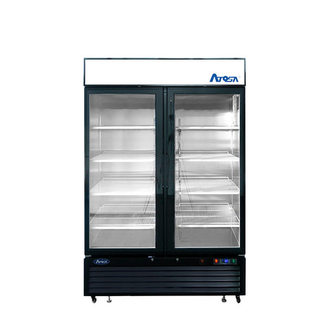 Atosa USA MCF8732GR Two-Section Black Glass Door Merchandiser Freezer, 28.5 cu. ft.