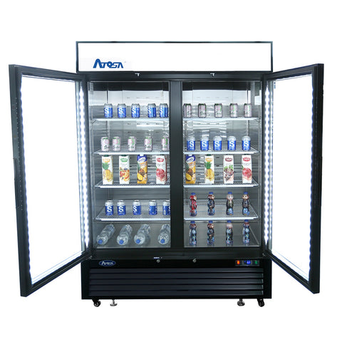Atosa USA MCF8732GR Two-Section Black Glass Door Merchandiser Freezer, 28.5 cu. ft.