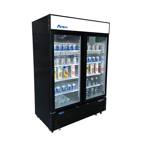 Atosa USA MCF8732GR Two-Section Black Glass Door Merchandiser Freezer, 28.5 cu. ft.