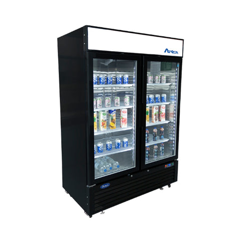 Atosa MCF8733GR Two-Door Black Cabinet Glass Merchandiser Cooler