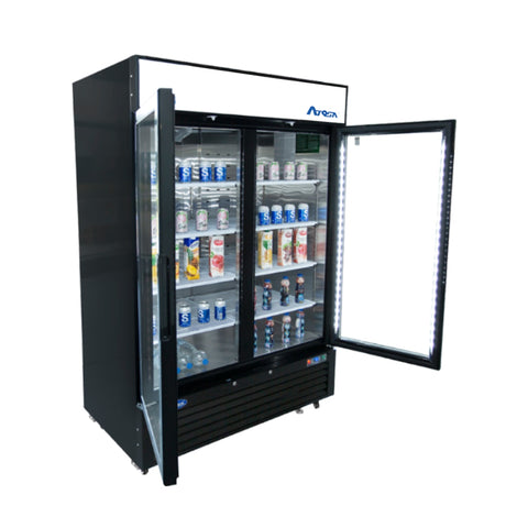 Atosa MCF8733GR Two-Door Black Cabinet Glass Merchandiser Cooler