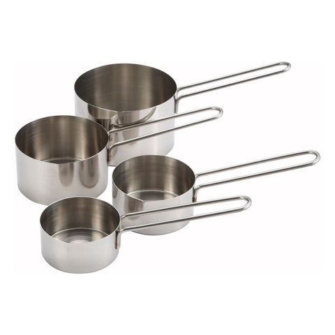 Winco MCP-4P 4-Piece Stainless Steel Measuring Cup Set with Wire Handle