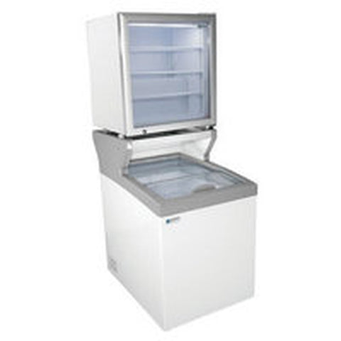 Excellence Commercial Products MCT-2HC 5.8 Cu. Ft. Curved Top Display Freezer with Merchandising Shelf