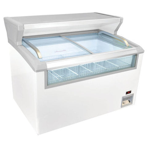 Excellence Industries MCT-4HC 13.2 cu. ft. Curved Top Glass Door Display Freezer with Merchandising Shelf