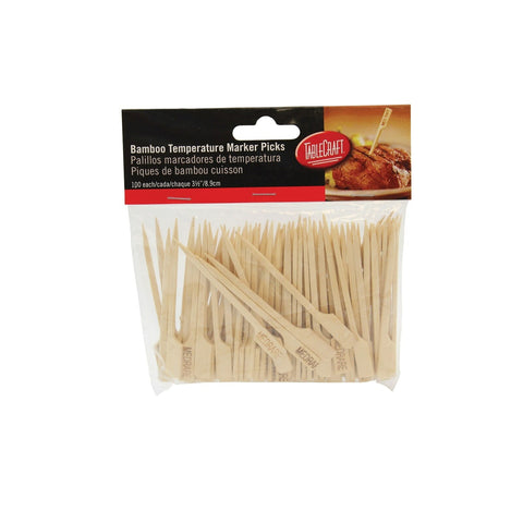 TableCraft MEDRARE 3.5" Medium Rare Bamboo Steak Pick, 100-Pack