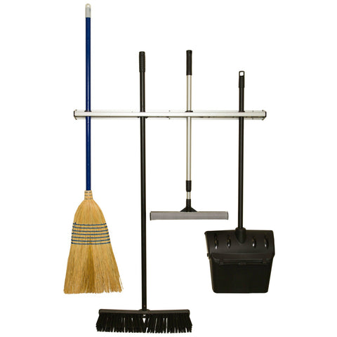 Winco MHH-24 24 Inch Mop and Broom Rack with Rubber Bristles