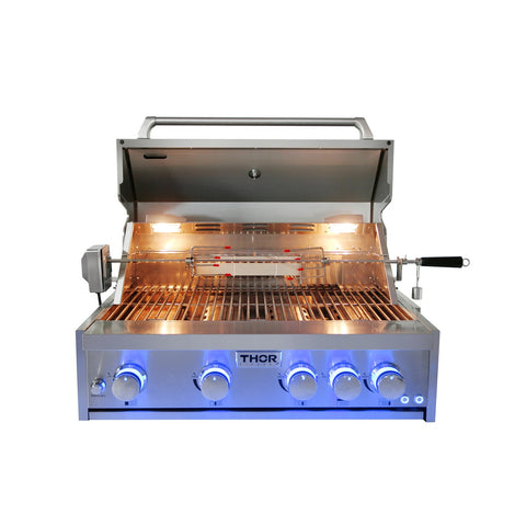 Thor Kitchen MK04SS304 32 Inch 4-Burner Built-In Gas BBQ Grill Head
