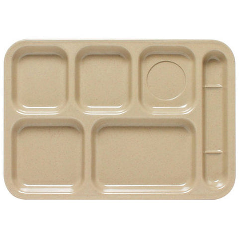 Thunder Group ML802S 6-Compartment Right-Handed Melamine Cafeteria Tray, Sand