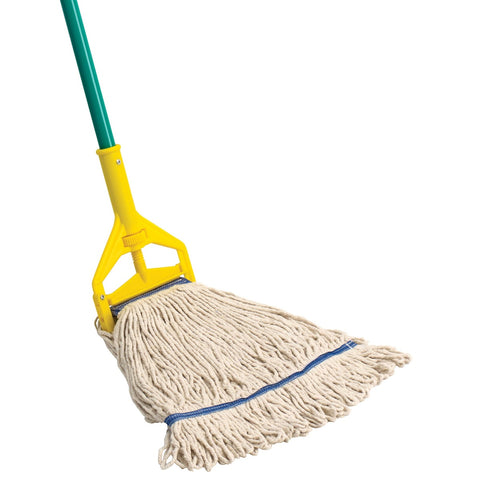 Winco MOP-24W Premium Cotton-Poly Blend Looped End Wet Mop Head, White, 24 oz