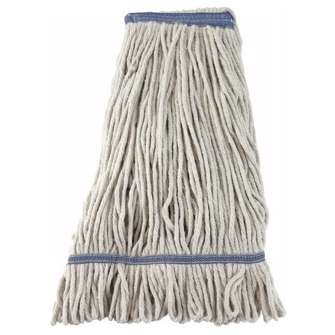 Winco MOP-24W Premium Cotton-Poly Blend Looped End Wet Mop Head, White, 24 oz