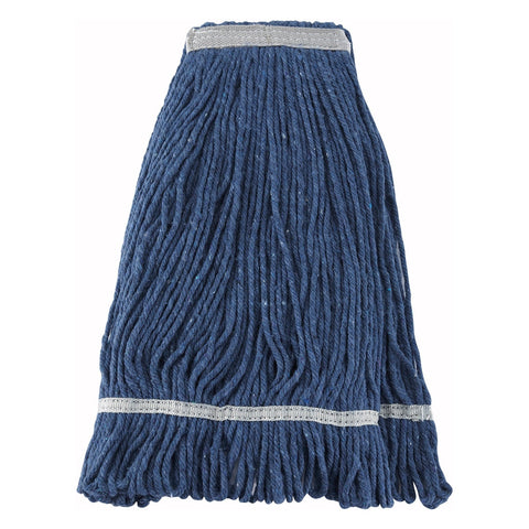 Winco MOP-24 Premium Cotton-Poly Blend Looped End Wet Mop Head, Blue, 24 oz