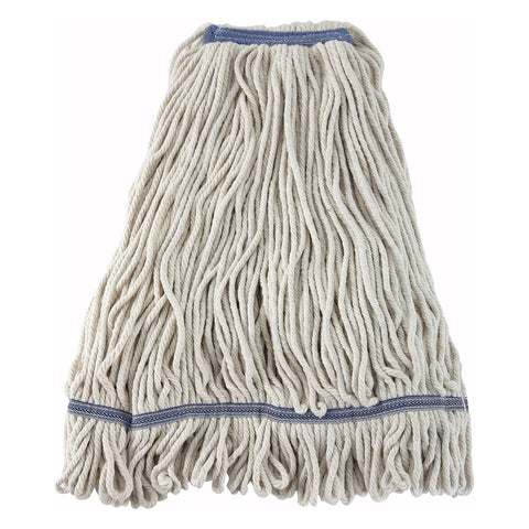 Winco MOP-32W Premium Cotton-Poly Blend Looped End Wet Mop Head, White, 32 oz