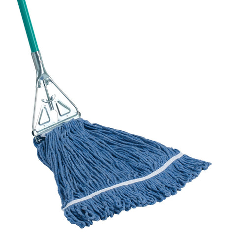 Winco MOP-32 Premium Cotton-Poly Blend Looped End Wet Mop Head, Blue, 32 oz
