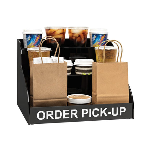 Dispense-Rite MOPU-3B Countertop Mobile Order Pick-Up Unit, 3-Tier Black Acrylic