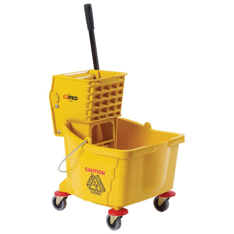 Winco MPB-36 Mop Bucket Combo with Side-Press Wringer, 36 Qt, Yellow