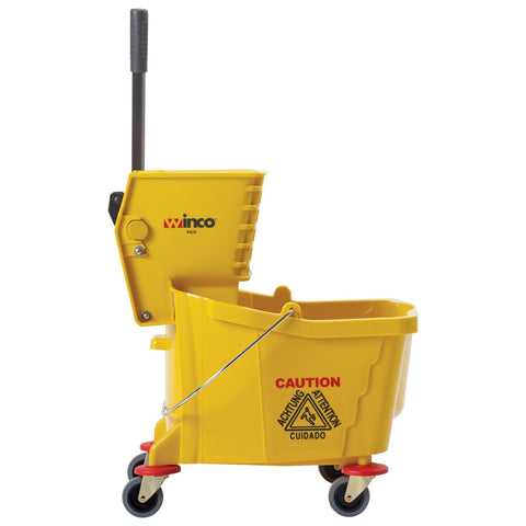 Winco MPB-36 Mop Bucket Combo with Side-Press Wringer, 36 Qt, Yellow
