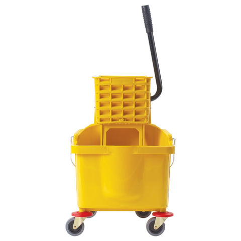 Winco MPB-36 Mop Bucket Combo with Side-Press Wringer, 36 Qt, Yellow