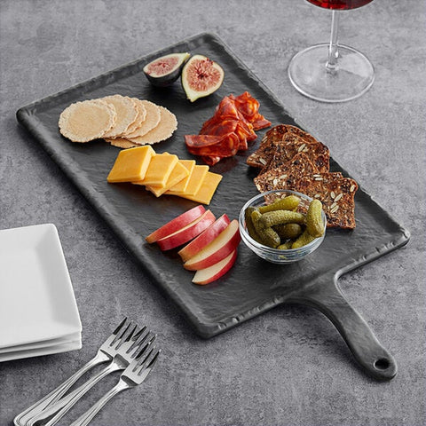 TableCraft MSP4520 Frostone 13" x 8 3/4" Rectangular Faux Slate Melamine Serving Paddle