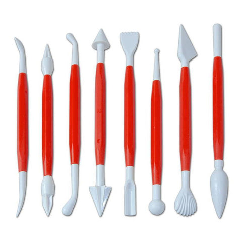 Fat Daddio's MTS-8 Fondant Modeling Tools Cake Decorating Set, 8-Piece, 16 Designs
