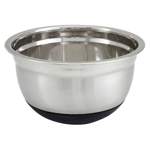 Winco MXRU-500 5 Qt Stainless Steel Mixing Bowl with Non-Slip Silicone Base