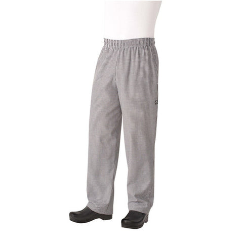 Chef Works NBCP0008XL Essential Baggy Pants - Small Black/White Check, 8XL