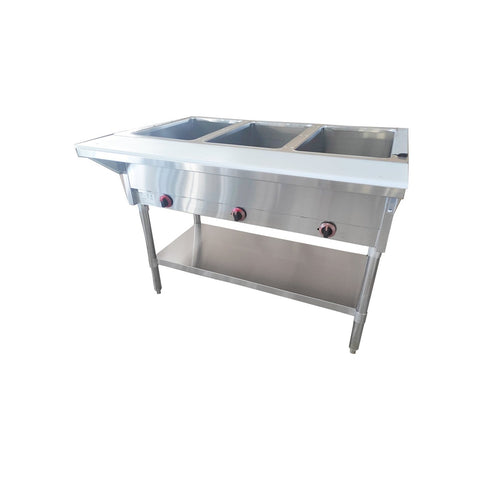 Enhanced Stainless Steel NH-3-NAT-SS 3-Well Natural Gas Open Well Steam Table
