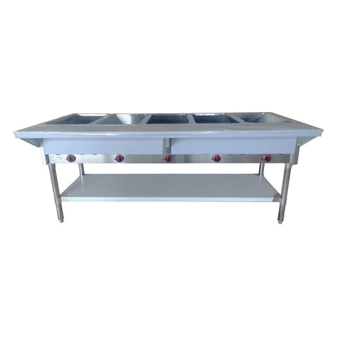 Enhanced Stainless Steel NH-5-NAT-SS 5-Well Natural Gas Open Well Steam Table