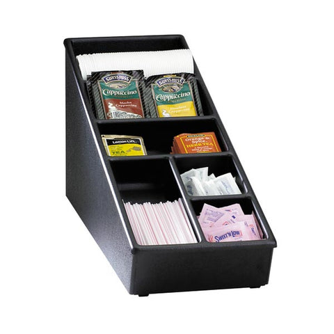 Dispense-Rite NLS-1BT Narrow Countertop Lid, Straw & Condiment Organizer, Black Polystyrene