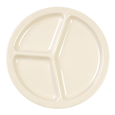 Thunder Group NS702T 10" 3-Compartment Melamine Plate, Tan