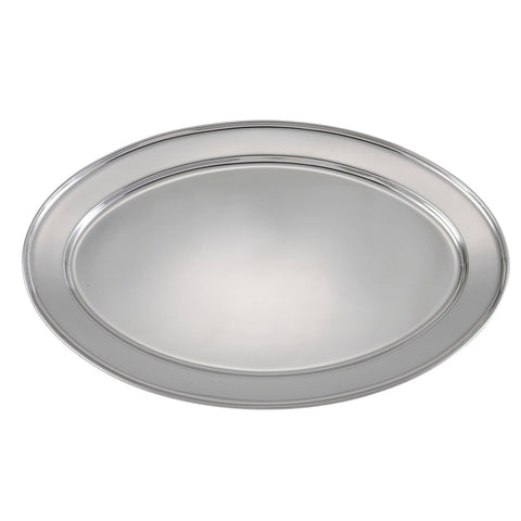 Winco OPL-18 Oval Stainless Steel Serving Platter, 18"