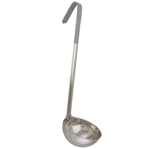 Libertyware OPL12 12 oz One-Piece Stainless Steel Serving Ladle with Grey PVC Coated Handle