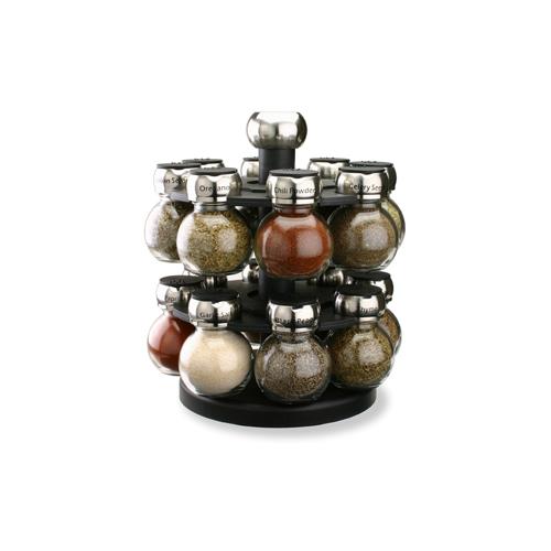 25 616SS Olde Thompson Filled Orbit Spice Rack 16 Jars Cresco