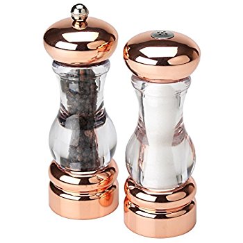 3521-03 Olde Thompson Del Norte 7" Acyrlic & Copper Filled Peppermill & Salt Shaker Set