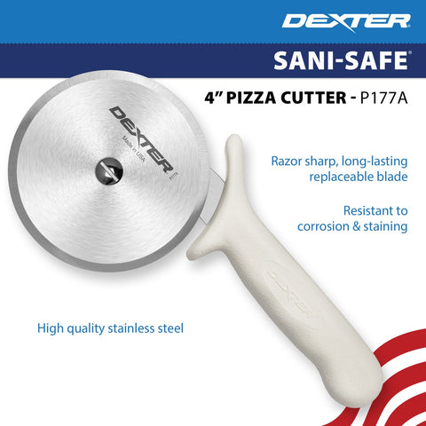 Dexter Russell P177A-PCP SANI-SAFE 4-Inch Wheel Pizza Cutter with White Polypropylene Handle