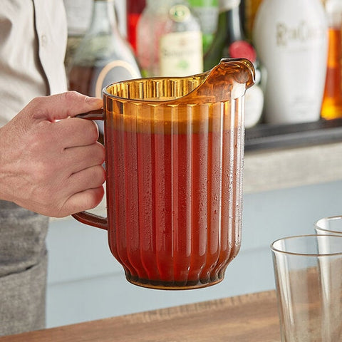 Cambro P600CW153 Camwear 60 oz. Amber Polycarbonate Pitcher
